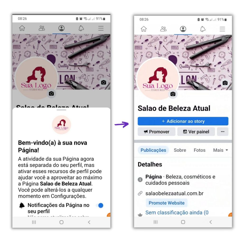 Notificações do Facebook Comercial
